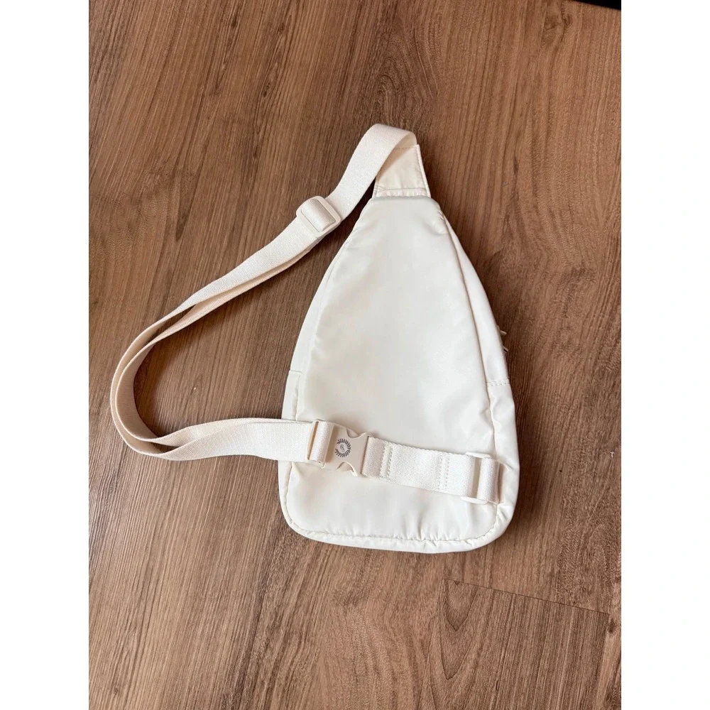 Victorias Secret PINK Cream Nylon Sling Bag Crossbody Backpack New